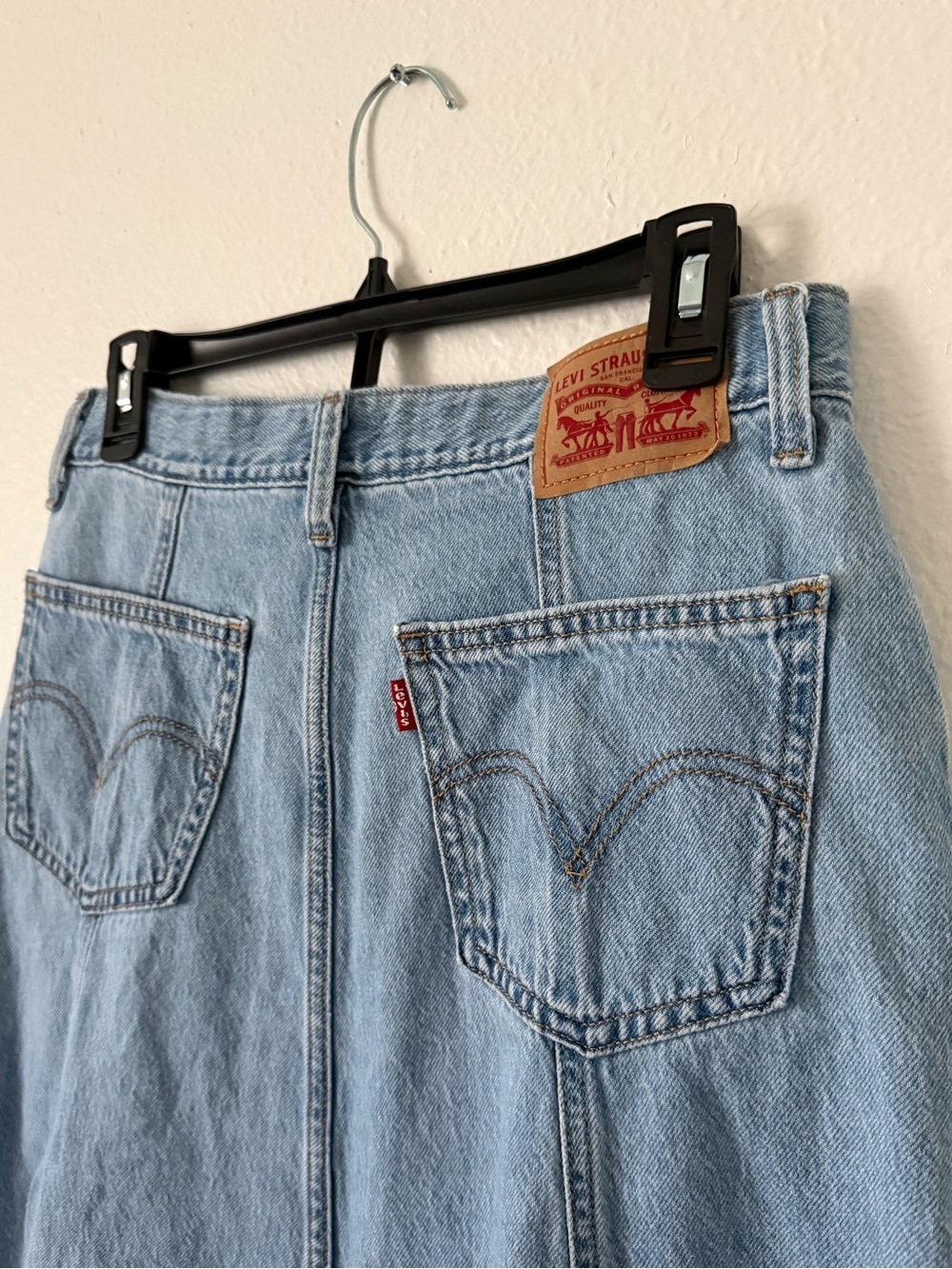 Vintage Levi's Paneled Denim Midi Skirt Blue Wash 29” - Picture 4 of 6